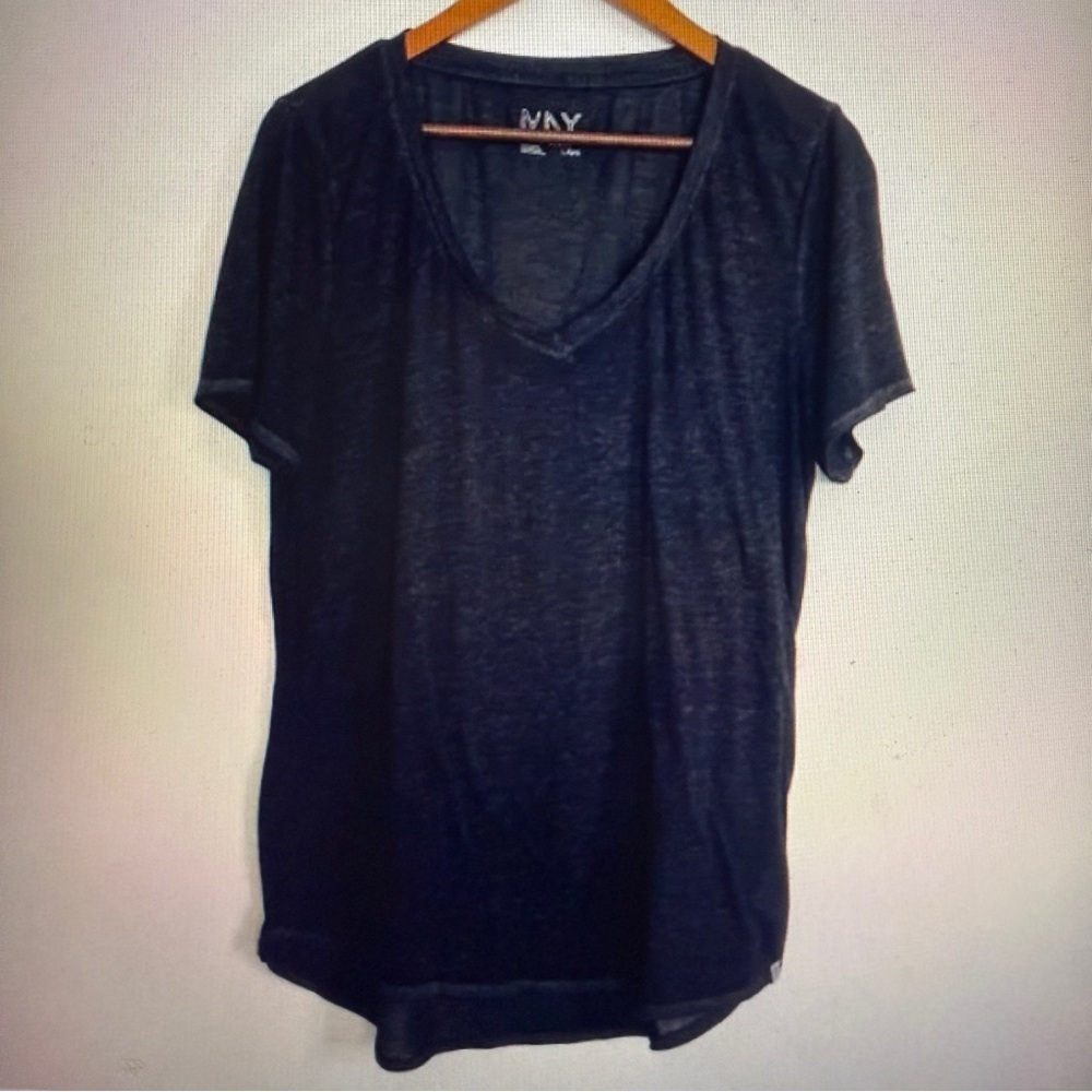 Marc New York Performance Women Black V Neck Light Filtering T Shirt Size L
